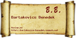 Bartakovics Benedek névjegykártya
